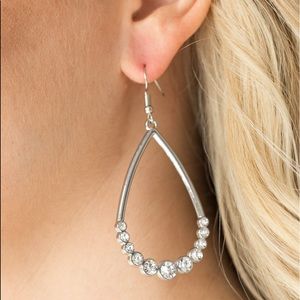 Silver Teardrop Earrings with Rhinestones NWT - Buy 1 Get 1 Free